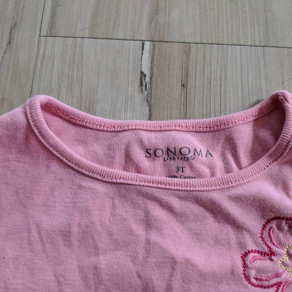 SONOMA Life + Style Girls SHIRT Top Light Pink Flo - Picture 3 of 5